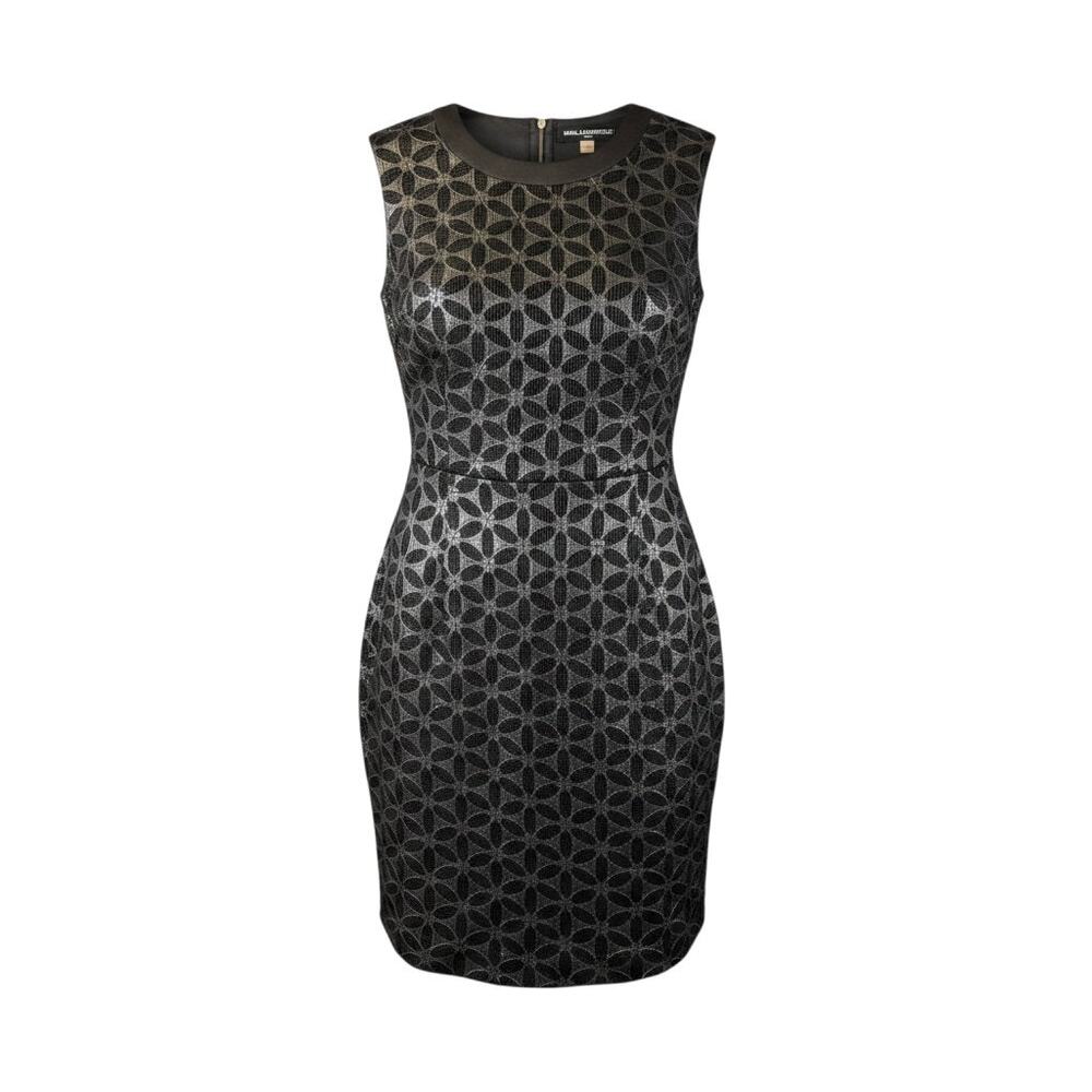Karl Lagerfeld Paris Geometric Sheath Dress Sleeveless Black Size 14